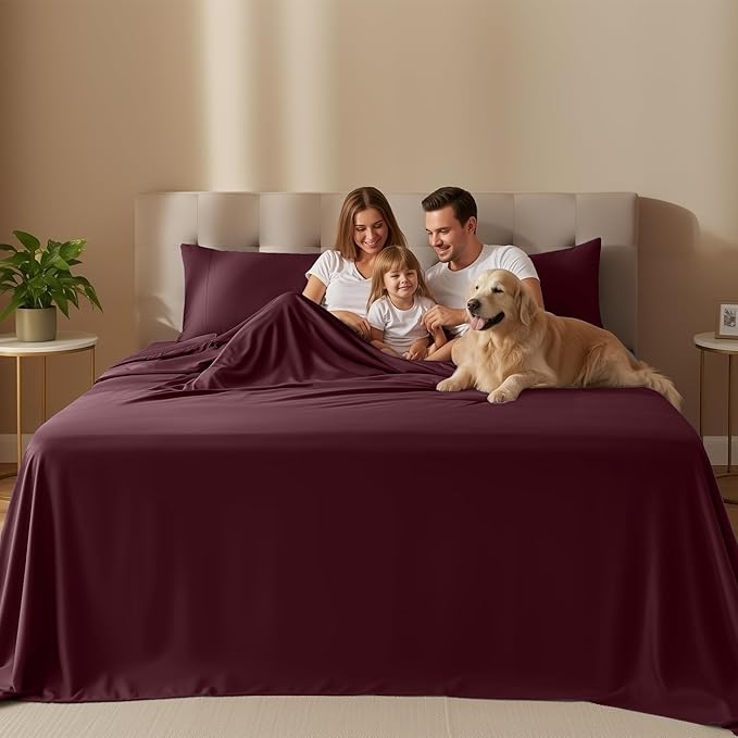 Utopia Bedding Twin XL Sheet Set – 3 Piece Bed Sheets for Twin XL Size Bed, Soft and Breathable Microfiber, Includes 1 Fitted Sheet, 1 Flat Sheet and 1 Pillowcase – Oeko Tex (Burgundy)
