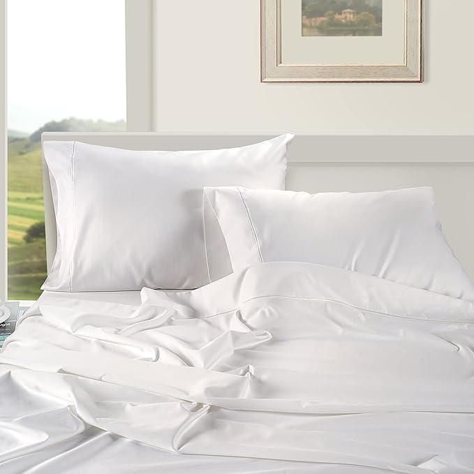 LANE LINEN King Size Pillow Case Set of 2 100% Egyptian Cotton Cases Sateen White Cooling Cover - Perfect for Home Hotels & Hospital Use