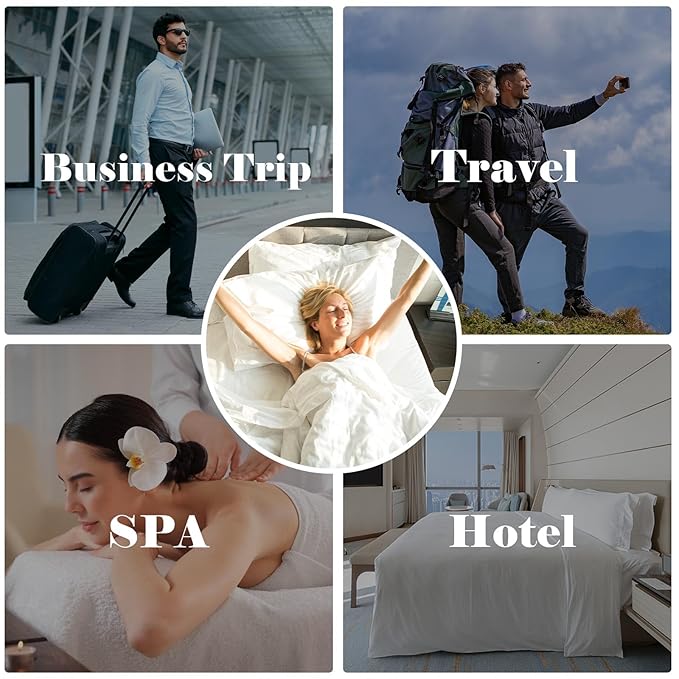 6 Pack (24 PCS) Disposable Bed Sheets for Travel, Queen Size Disposable Sheet with Quilt Cover and Pillowcase, Disposable Bedding Sheet, Travel Hotel Essentials for Hotel,Cruise