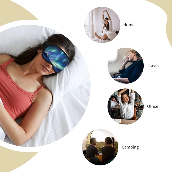 Northern Lights Sleep Mask for Women Men Soft Travel Eye Mask with Adjustable Straps Sleeping Eye Shade Cover for Travel Yoga Nap Sleeping