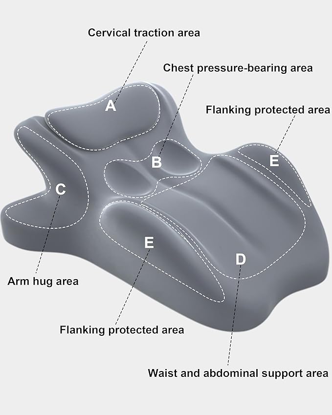Ergonomic Memory Foam Wedge Pillow, 27° Angled Support for Neck and Waist, Multi-Position Support Pillow - Grey (Plus Size 25.5 * 21.5 * 11.8 inch)