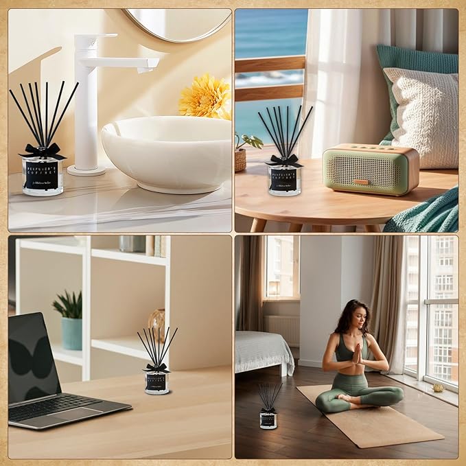 10inch Diffuser Replacement Sticks - 60Pcs Fiber Reed Fragrance Sticks Refill for Home and Bathroom - Rattan Essential Oil Sticks for Scented Diffuser