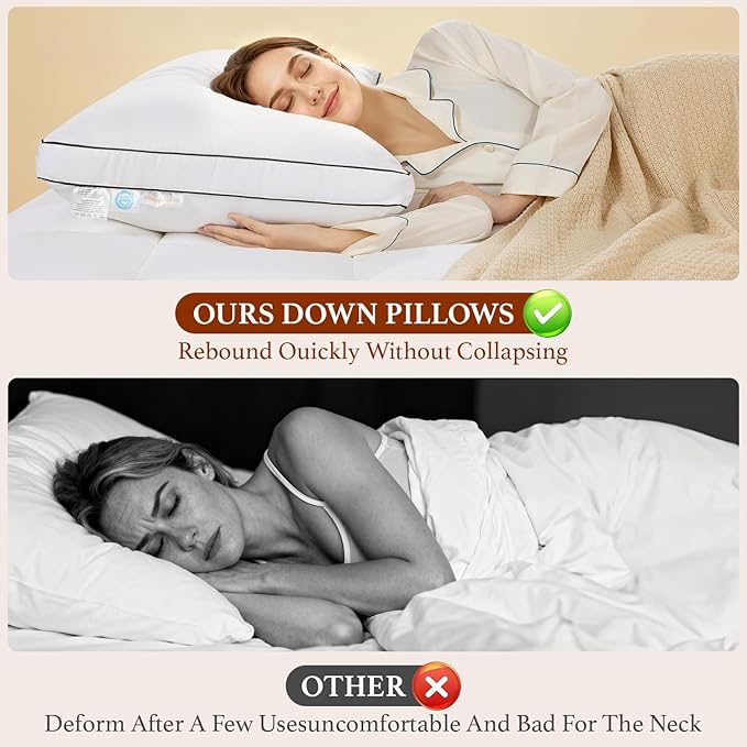 Premium Canadian Goose Down Pillow Standard Size Set of 1 Pack, 750+ Fill Power, 100% Cotton Shell, Luxury Hotel Quality Bed Feather Pillow for Side Back Stomach Sleepers(White,20" x 26")