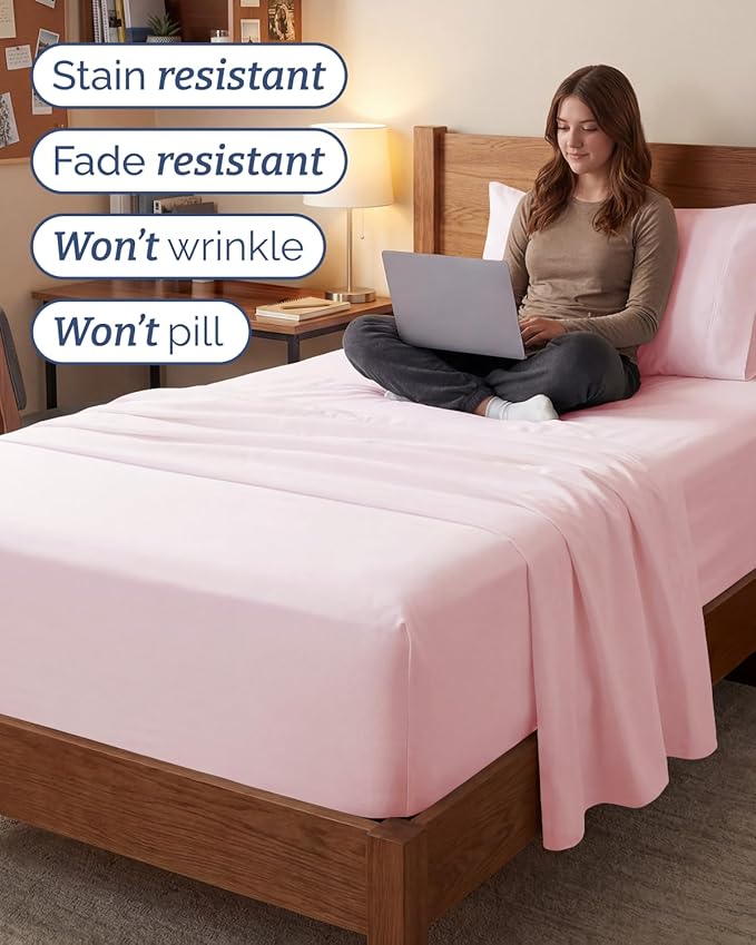 Extra Deep Twin XL Sheet Set - 3 Piece Breathable & Cooling Bed Sheets - Easily Fits 18 to 24 inch Mattress - Soft, Wrinkle & Fade Free with Extra Deep Pockets - Hotel Luxury Bedding - Lavender Pink