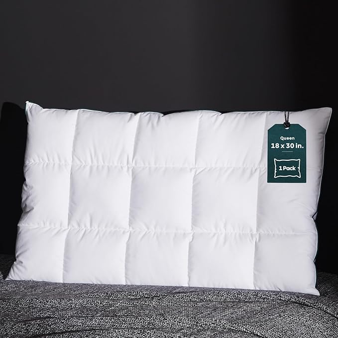Three Geese Ultra Thin Flat Goose Down Feather Pillows for Sleeping Queen Size, 2.5" Height, 100% Cotton Cover, Ultra Slim Hotel Collection Bed Pillow for Stomach, Back Sleeper, 18x30 in.