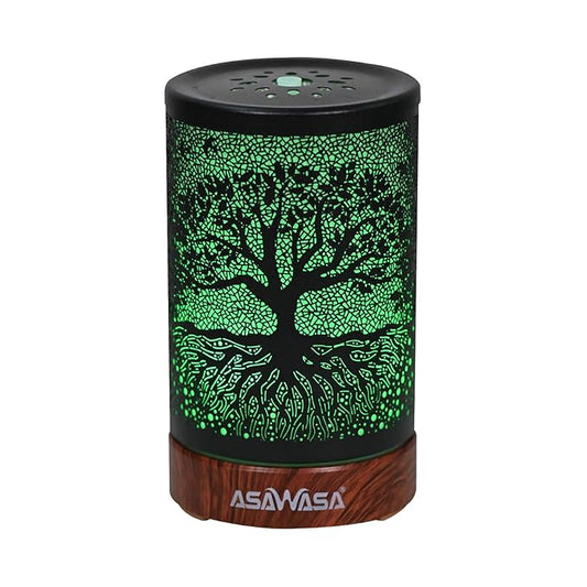 ASAWASA Diffusers for Essential Oils, Essential Oil Diffuser with Waterless Auto Shut-Off, Metal Art Aromatherapy Humidifier with Multicolor Changed Night Light,Ideal for Home Gifts Spa Yoga (Banyan)