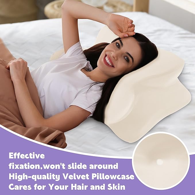 BALAPET 2 Pcs Velvet Cervical Neck Pillow Case, Soft Elasticity Pillowcase for Ergonomic Cervical Neck Pillow,Fuzzy Warm Flannel Pillow Cases with Zipper, Cover Only(White)