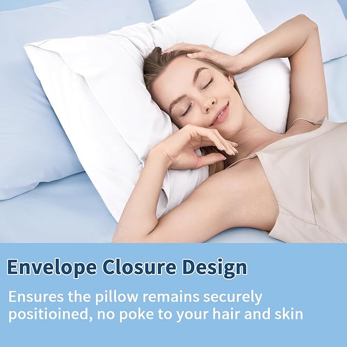 Premium Cooling Pillowcases Standard Size Set of 2 for Hot Sleepers&Night Sweats Beauty Sleep Reduces Wrinkles&Frizz Softer Than Silk Pillow Cover Oeko-TEX Certified White Breathable