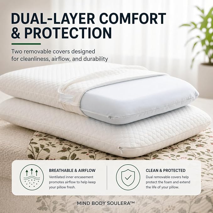 Thin Flat Memory Foam Pillow for Stomach Sleeping, Low Profile Back & Side Sleepers, 3-Inch Cooling Gel Pillow, Bamboo-Tencel Cover