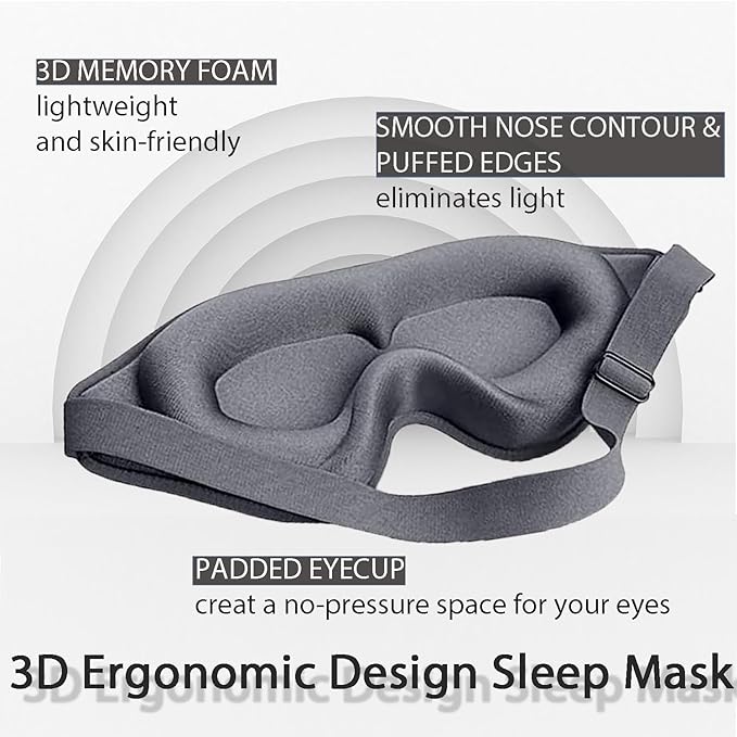 Eye Mask for Lash Extensions, Gray Sleep Mask for Lash Extensions for Women Men, 3D Contoured Lash Extension Sleep Mask, Lash Protector Breathable Soft Shade Cover for Travel Yoga Nap