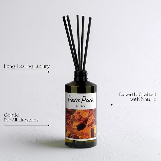 Amber Scent Premium Reed Diffuser Set - 2 Pack, 400ml /14.1 fl.oz Scented Oil with 6 Sticks | Long-Lasting Fragrance for Home & Office | Luxury Gift
