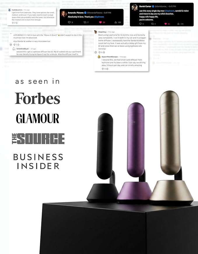 Smart Cold Air Diffuser Waterless Oil Aromatherapy Machine, Bluetooth Scent Diffuser, Cylindrical Capsule Shape, Quiet Modern Home Fragrance Diffuser 100ml, Portable (Black)