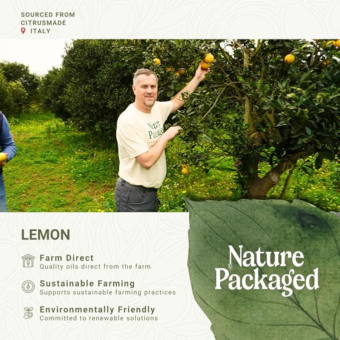 Lemon Essential Oil - Direct from Citrusmade Southern Italy - Cold Pressed - Aceite de Limón for Aromatherapy, Massage, Diffuser, DIY Candle and Soap Making - 8oz