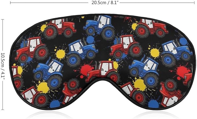 Boys Sleeping Mask Cartoon Tractor Car Kids Sleep Eye Mask Blindfold with Adjustable Strap Soft Eye Cover for Blocking Out Lights Tractor Decor for Bedding