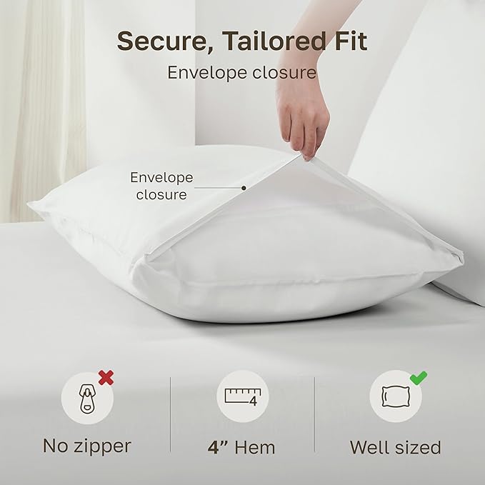 California Design Den Pillow Cases King Size Set of 2-100% Egyptian Cotton Pillow Cases, Crisp Percale Feel, Soft & Breathable, Fits King Pillows - Silver