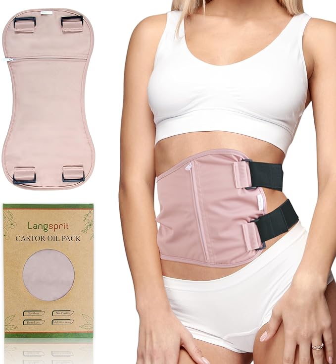 Langsprit Castor Oil Pack Wrap, Cotton Castor Oil Packs for Liver Detox,Pink-2 L