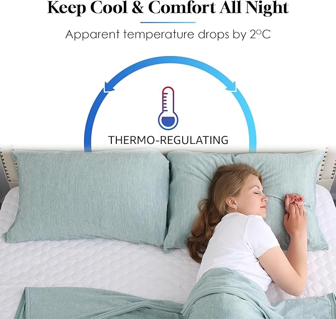 CHOSHOME Cooling Pillow Cases Zipper Pillow Covers Q-Max > 0.45 Zippered Pillowcases for Hot Sleepers, Soft, Breathable, Skin-Friendly, 4 Pack (Queen, 20"x30", Green)
