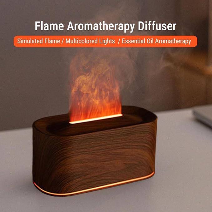 LICAEVEY Essential Oil Diffuser, 220ml Ultrasonic Aromatherapy Diffuser with 7 Colors Light and Quiet Operation, for Home Office Bedroom (Dark Wood Grain)