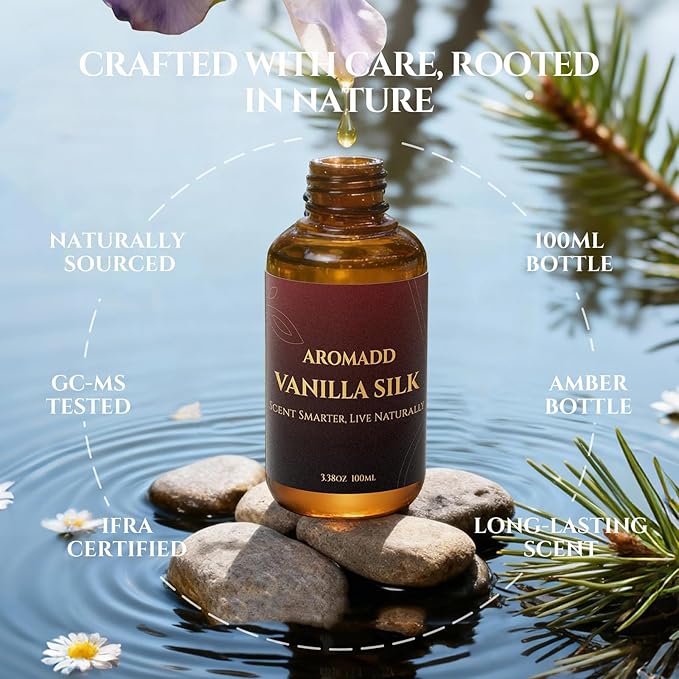 AROMADD AROMADD Vanilla Silk Diffuser Oil Inspired by Luxury Hotel Scent 3.38 Fl Oz (100ml), Aroma Diffuser & Hotel Fragrance Diffuser Oil, Essential Oil Diffuser for Aromatherapy, Long-Lasting