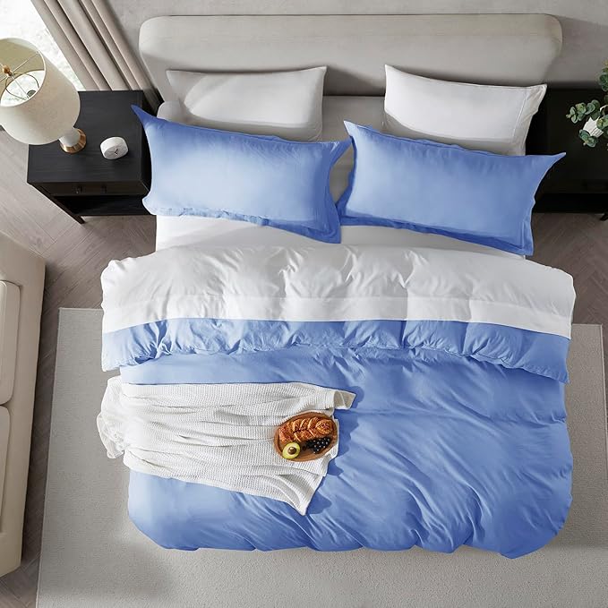 Nestl Twin Duvet Cover Set - Soft Double Brushed Calm Blue Duvet Cover Twin/Twin XL, 2 Piece, with Zipper Closure, 1 Duvet Cover 68x90 inches and 1 Pillow Sham