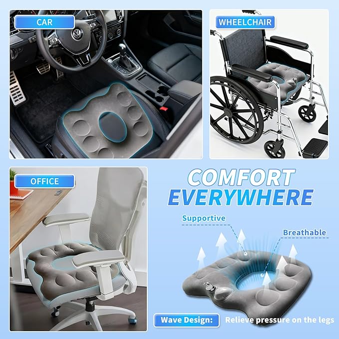 Inflatable Seat Cushion,Donut Pillow,Anti Decubitus Pad,Bed Sore Cushions for Butt,Bedsore Pressure Relief Pillow for Elderly,Bedridden,Disabled