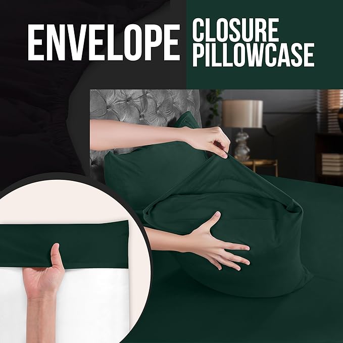 Utopia Bedding Queen Pillow Cases - 4 Pack - Envelope Closure - Soft Brushed Microfiber Fabric - Shrinkage and Fade Resistant Pillow Covers Queen Size 20 X 30 Inches (Queen, Emerald)