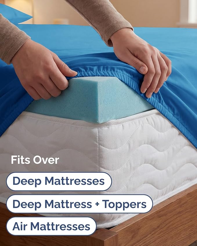 Extra Deep Twin XL Sheet Set - 3 Piece Breathable & Cooling Bed Sheets - Easily Fits 18 to 24 inch Mattress - Ultra Soft, Wrinkle & Fade Free w/ Extra Deep Pockets - Hotel Luxury Bedding - Royal Blue