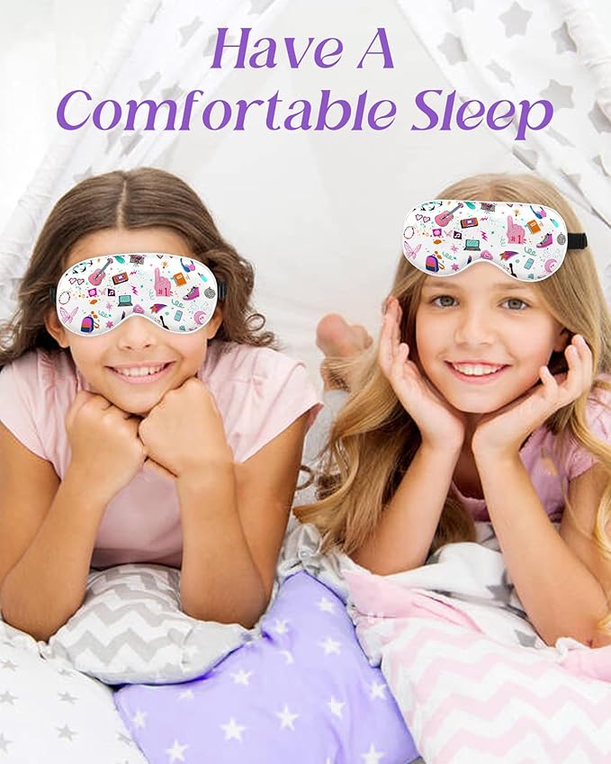 Miss Adola Sleep Mask for Kids - Silk Eye Mask for Sleeping Cute Cartoon Kids Sleep Mask for Boys Girls Teens Soft Smooth Adjustable Straps Silk Kids Eye Cover, TL Element