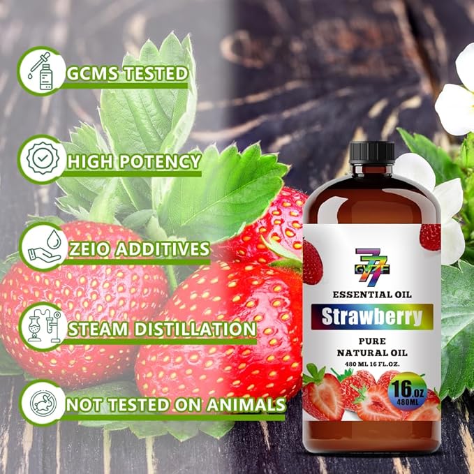 Strawberry Essential Oil - Strawberry Oils for Diffusers, Humidifiers, DIY Candles, Soap, Cleaning, Home, Office, Yoga, Massage, Gifts - 16 fl oz (480 ml) - GV77ZF