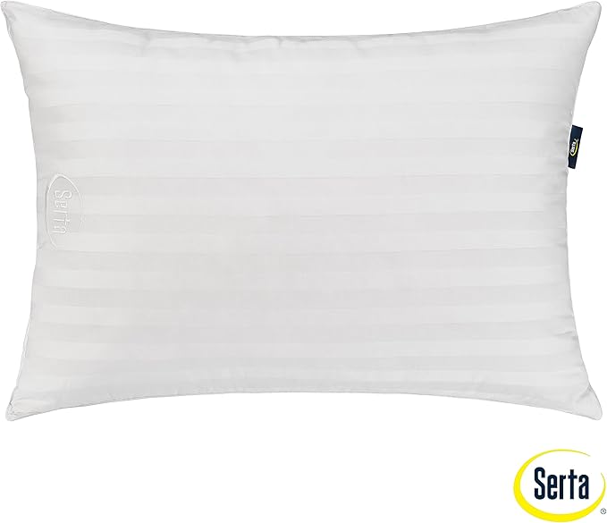 Serta Won't Go Flat King Size Set of 2 Down Alternative Bed Pillows, Extra Life Foam Core with Medium Support, Perfect for Back, Stomach or Side Sleepers, White