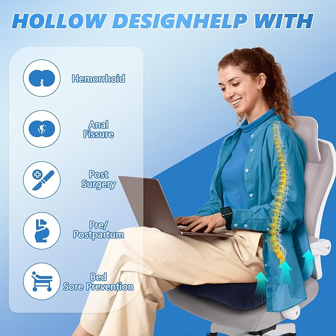 Donut Pillow Tailbone Pain Relief Cushion Bed Sores, Bed Sore Cushions for Butt, Positioning Pillow, Anti-Decubitus Pad for Hemorrhoids, After Surgery (Pink)