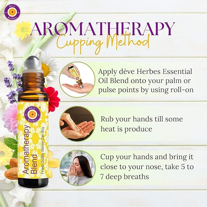 déve herbes Uplifting and Refreshing - Aromatherapy Essential Oil Blend of Spearmint, Lemon, Cajeput, Ginger, Frankincense & Nutmeg Essential Oils 10ml (Roll-On)