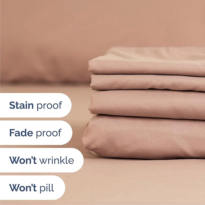 Queen 6 Piece Sheet Set - Comfy, Breathable & Cooling - Hotel Luxury Bedding for Women, Men, Kids, Teens and Children - 1 Flat & 1 Fitted Sheet & 4 Pillowcases w/ Deep Pockets - Wrinkle Free - Mauve