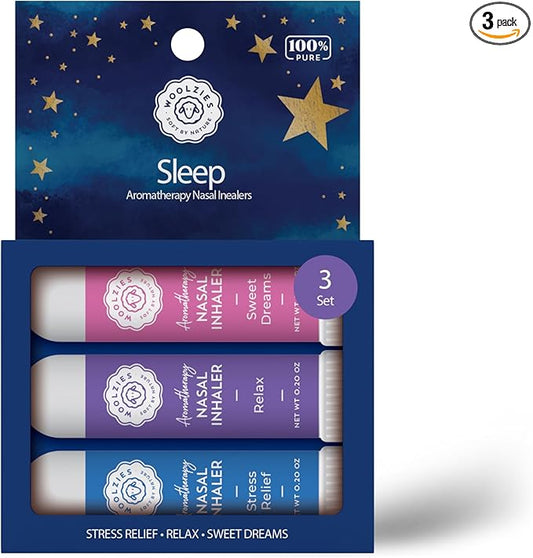 Aromatherapy Nasal Inhaler Sticks Collection - All-Natural Wellness Kit | Made with Undiluted Essential Oil Blends for Overall Well-Being (3 Pack, Sleep)