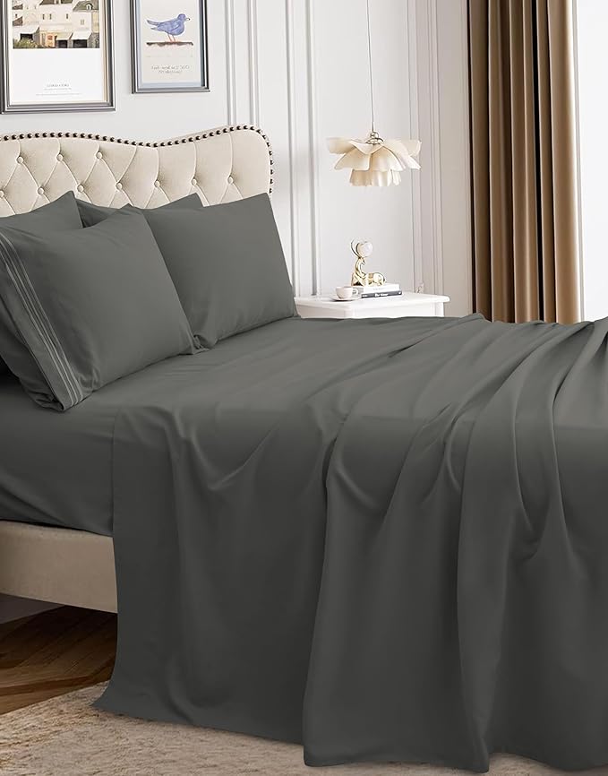 Mocassi Pillowcases 1800 Premium Hotel Quality - Easy Care, Smooth Weave, Wrinkle and Stain Resistant, Easy Slip-On, 2-Piece Set, Standard/Queen Pillowcase, Gray