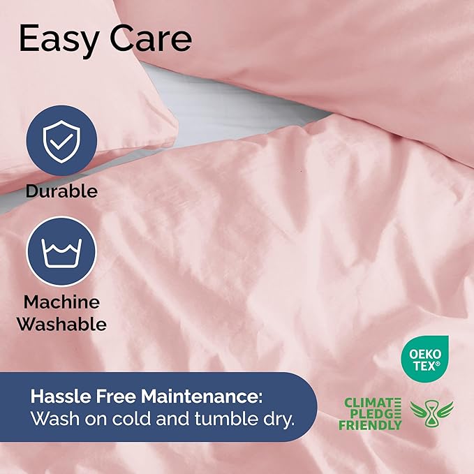 Duvet Cover King Size Set - Extra Soft King Duvet Cover 104" x 90" with 2 Pillow Shams - Hotel Luxury, Easy Care & Fade Free w/ Zipper Closures & Ties - All Season, Comfy and Breathable (Baby Pink)