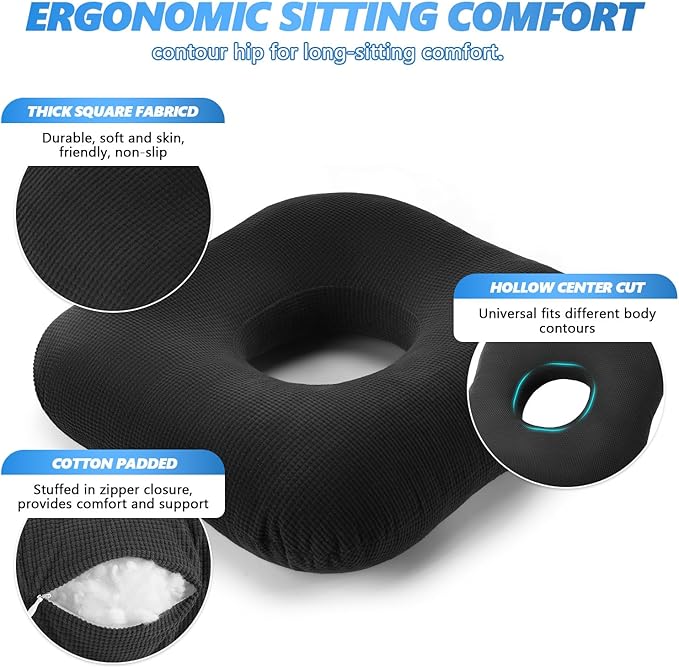 Donut Pillow Tailbone Pain Relief Cushion Bed Sores, Bed Sore Cushions for Butt, Positioning Pillow, Anti-Decubitus Pad for Hemorrhoids, After Surgery