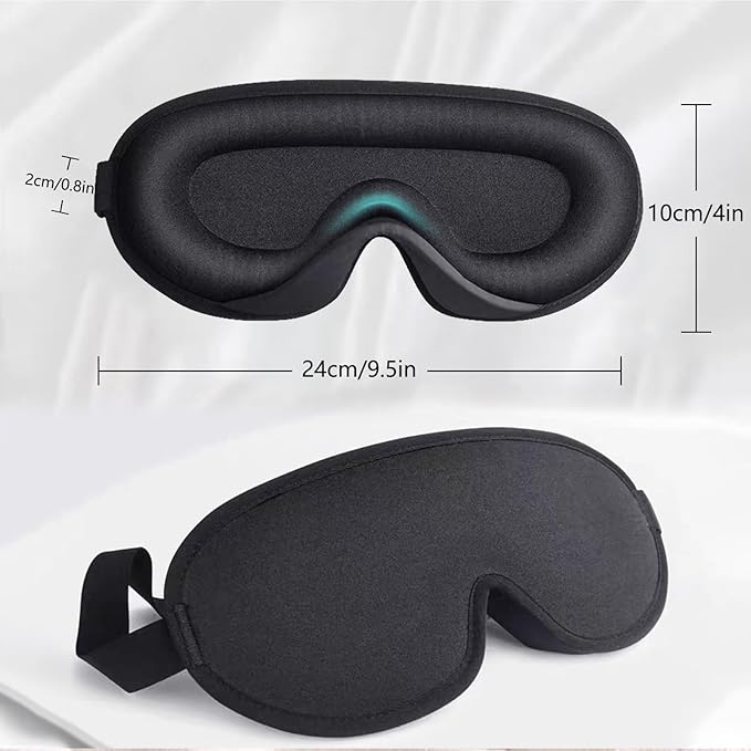 Sleep Mask for Side Sleeper, Upgraded 3D Contoured Cup Eye mask Blindfold for Man Women, Block Out Light, Eye mask with Adjustable Strap, Breathable & Soft for Sleeping, Yoga, Traveling (Black)