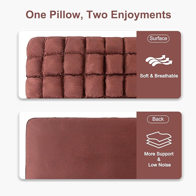 YOUR MOON Fluffy Support Bed Pillow King Size, Super Soft Premium Down Alternative Filling for Sleeping, Hotel Luxury Bed Pillows for Side and Back Sleepers (Brown)
