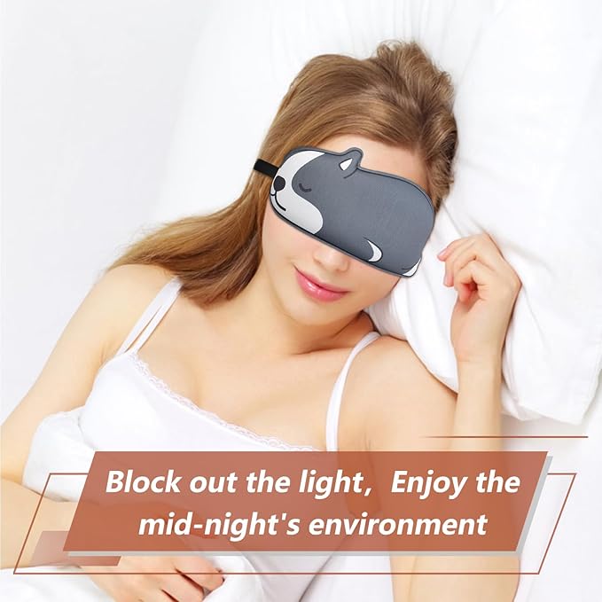 Cute Puppy Sleeping Mask Eye Mask Funny Animal 3D Contoured Sleep Mask Soft Breathable Blindfold Travel Eye Cover Eyeshade for Kids Adults Girls Boys Women Men (Dog, Grey)