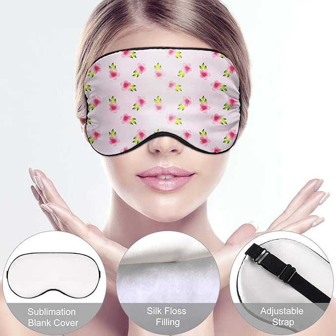 10 Pack White Sleep Mask Sublimation Blank Eye Mask Silk Blindfold Shade Cover with Adjustable Strap for DIY Sleepover Party Supplies Travel Nap Meditation Team Games