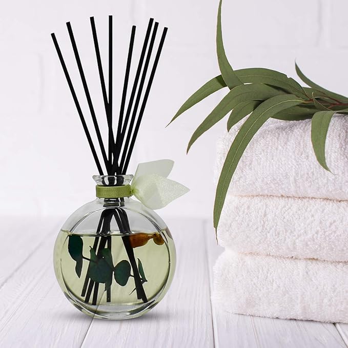 Reed Diffuser Set, Unwind Eucalyptus & Mint Scented Oil Diffuser with Sticks, Home Fragrance Accessories for Bathroom Shelf Decor, Aroma Diffusers for Home or Office Desk, USA Made