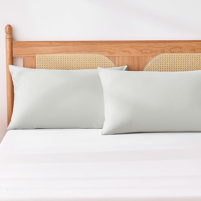 Amazon Basics Cooling Pillow Cases for Hot Sleepers, Soft Pillow Covers, Silky Smooth on Hair and Skin, High Elastic and Envelope Closure for Snug Fit, 20" x 30", Queen, Gray, Pack of 2
