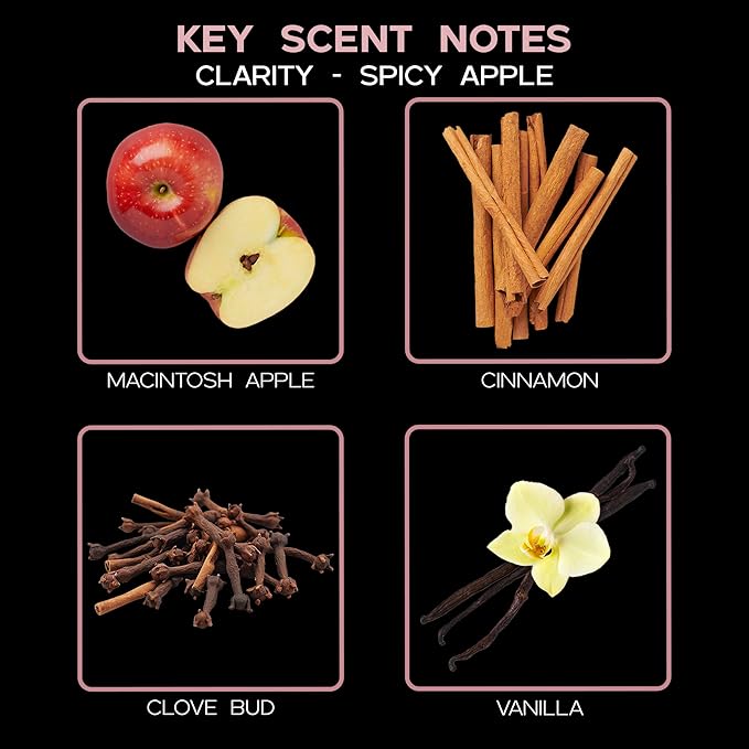 Clarity Spicy Apple Diffuser Oil - Fall Essential Oils for Diffuser Refill & Air Freshener Room Spray - Long-Lasting & Natural Home Fragrance, Scented Oil for Diffusers, USA Made, 4oz