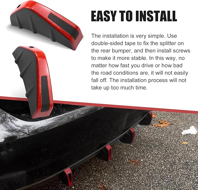 4 PCS Car Lower Bumper Lip Diffuser, 4.9" x 2.5" Spoiler Fin Protector, Vehicle Rear Splitter Lip Wing, Universal for Most Cars (Red & Black)