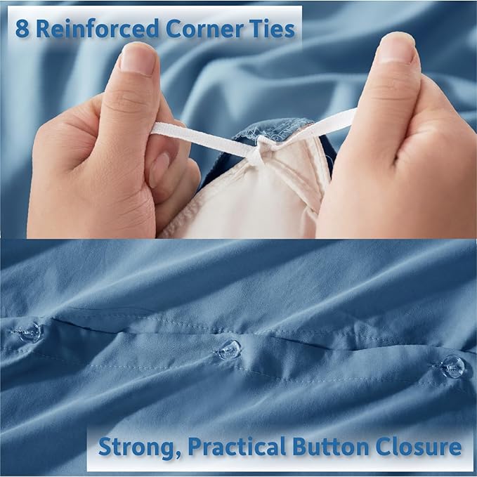 Nestl Full Duvet Cover Set with Comforter Insert - Blue Heaven 4 Piece 80x90 Duvet Cover & 2 Pillow Shams with White Quilted Down Alternative Comforter, Ultra Soft, All Season
