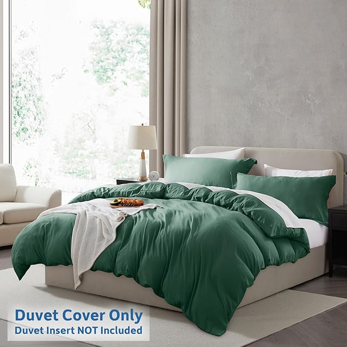 Nestl Twin Duvet Cover Set - Soft Double Brushed Dark Green Duvet Cover Twin/Twin XL, 2 Piece, with Zipper Closure, 1 Duvet Cover 68x90 inches and 1 Pillow Sham