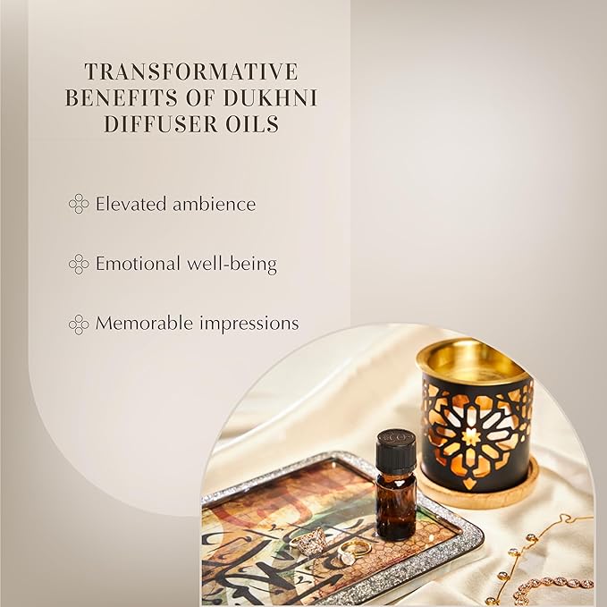 Oud Diffuser Oil, Oud Al Khaleeji by Dukhni | 3 x 10ml Arabic Oil for Diffuser & humidifier | 100% Pure Halal, Oudh Essential Oil Blend | Relax with Home Aromatherapy