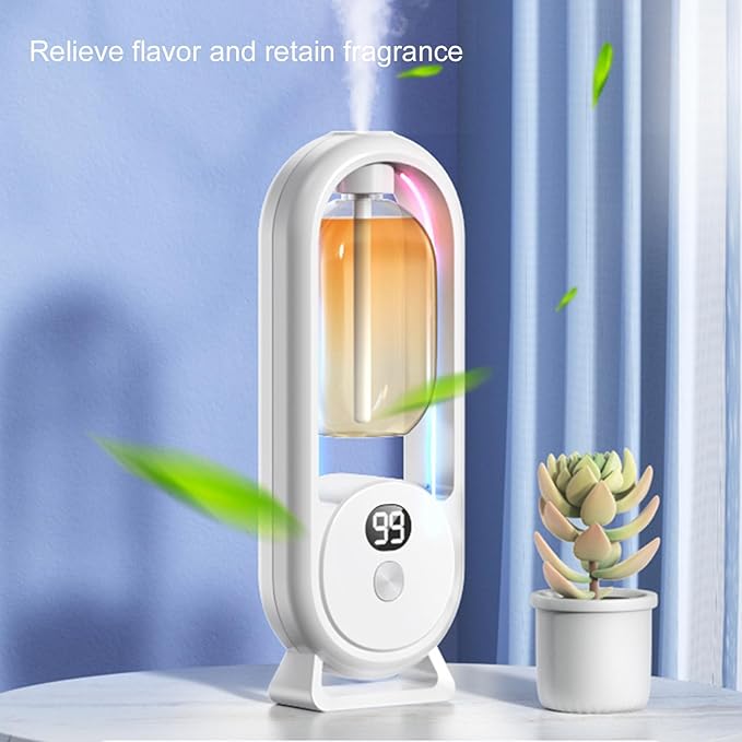 Small Essential Oil Diffuser, 5 Levels Fragrance Scent Quiet Humidifier Aromatherapy Diffuser with LED Colors and Cotton Filter Swab for Home, Bedroom, Bathroom, Office, Hotel