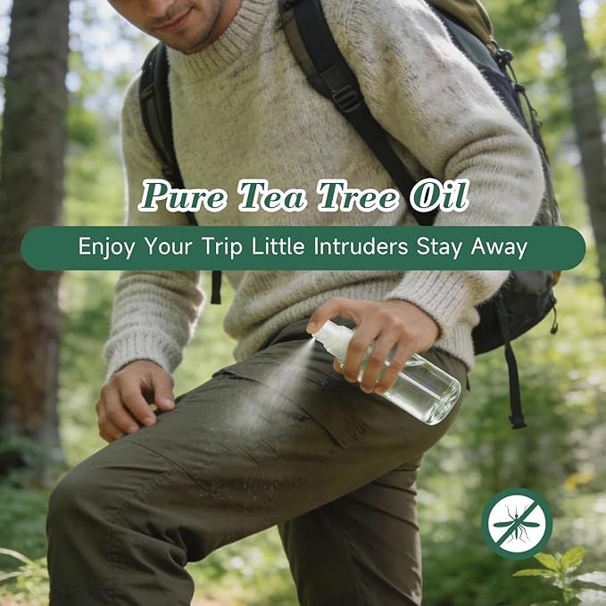 Tea Tree Essential Oil, Pure Tea Tree Oil Mumianhua Natural Purifying Oil for Home & Outdoor Protection, Aromatherapy for Cleansing Air, Diffuser, Hair, Skin & Nail Care, Soap Making 3.38 Fl Oz